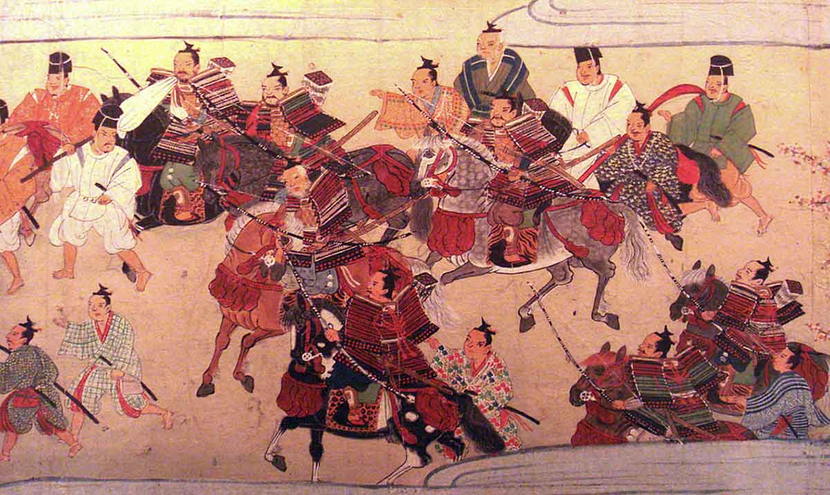 samurai with battle attendants