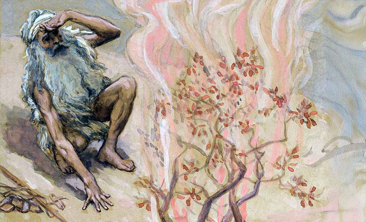 tissot moses adores god in the burning bush painting