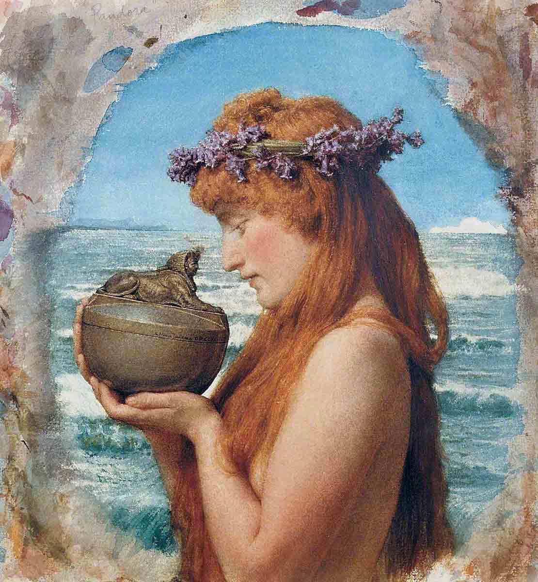 watercolour painting pandora jar