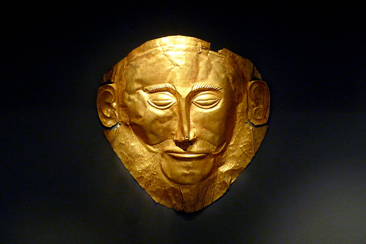 Mask of Agamemnon, Mycenae, 1600-1500 BCE. Source: National Archaeological Museum, Athens