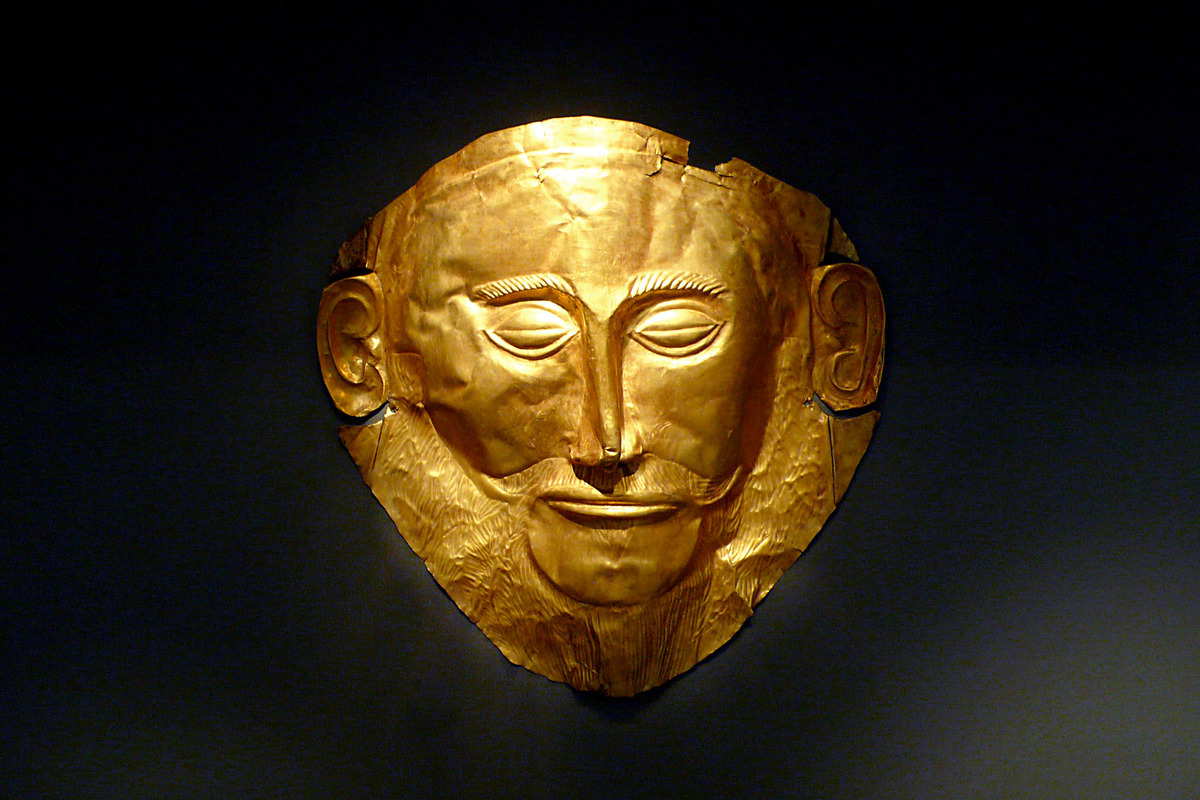 Mask of Agamemnon, Mycenae, 1600-1500 BCE. Source: National Archaeological Museum, Athens