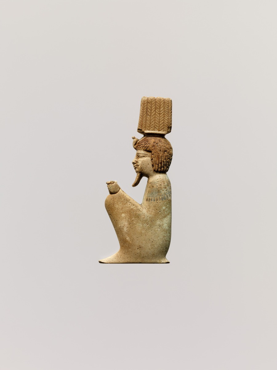 Inlay of the squatting god Anhur, c. 4th Century BCE. Source: Metropolitan Museum of Art