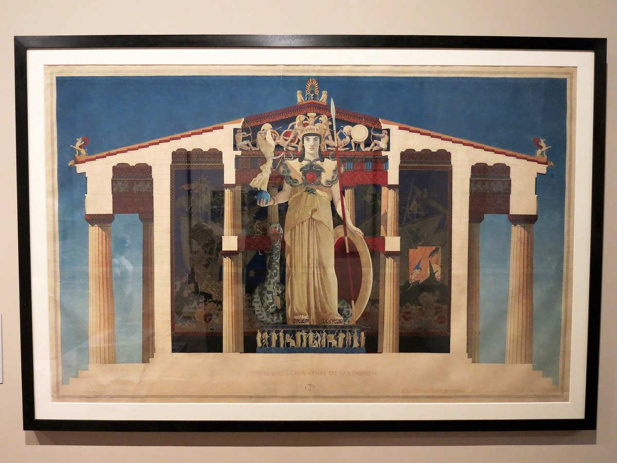 Parthenon - Cross section restored, by Benoît Édouard Loviot, 1879. Souce: Musee des Beaux-Arts, Paris