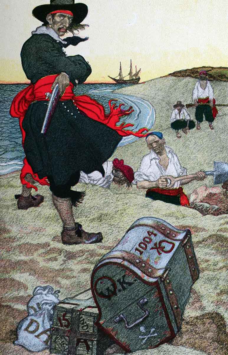 Pyle painting of kidd burying treasure wc