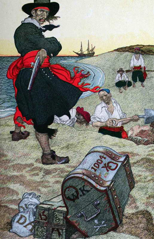 Pyle painting of kidd burying treasure wc