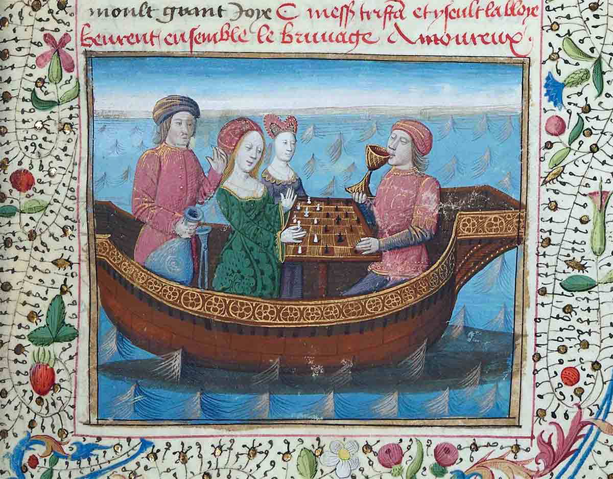 Tristan Isolde boot schaakspel miniatuur 1470