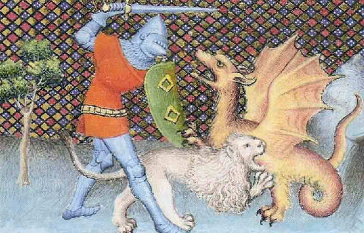 Yvain dragon 15th century manuscript