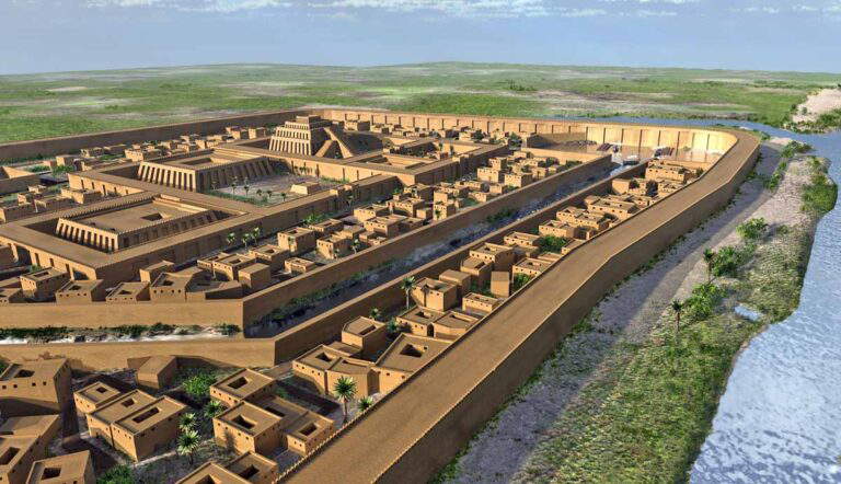 ancient sumerian city illustration