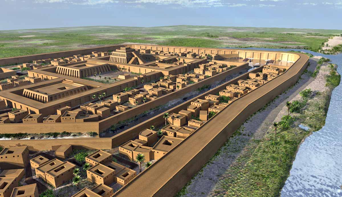 ancient sumerian city illustration