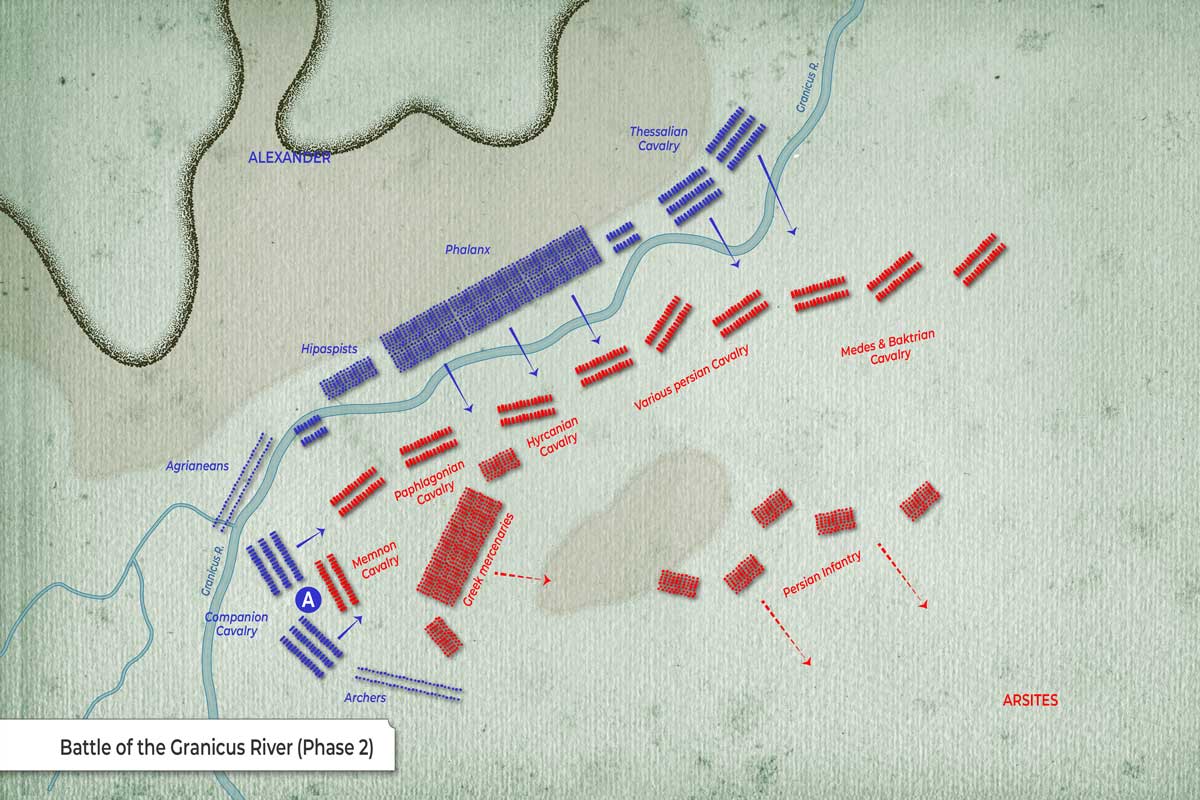 map of the battle of granicus phase 2