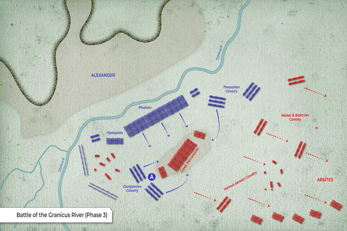 map of the battle of granicus phase 3