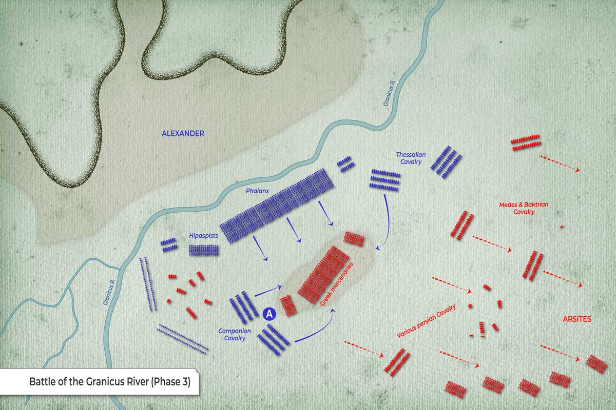 map of the battle of granicus phase 3