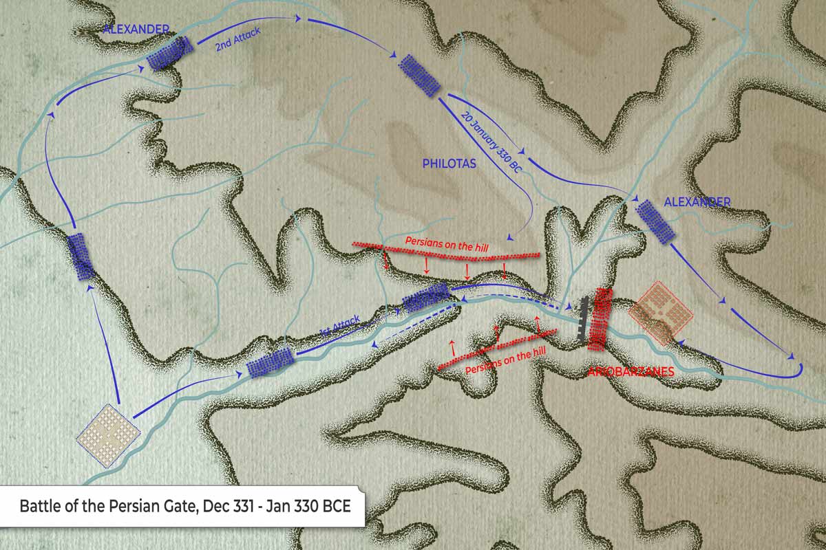 Map: Battle of the Persian Gate (331-330 BCE)