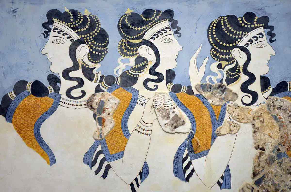 blue ladies fresco minoan