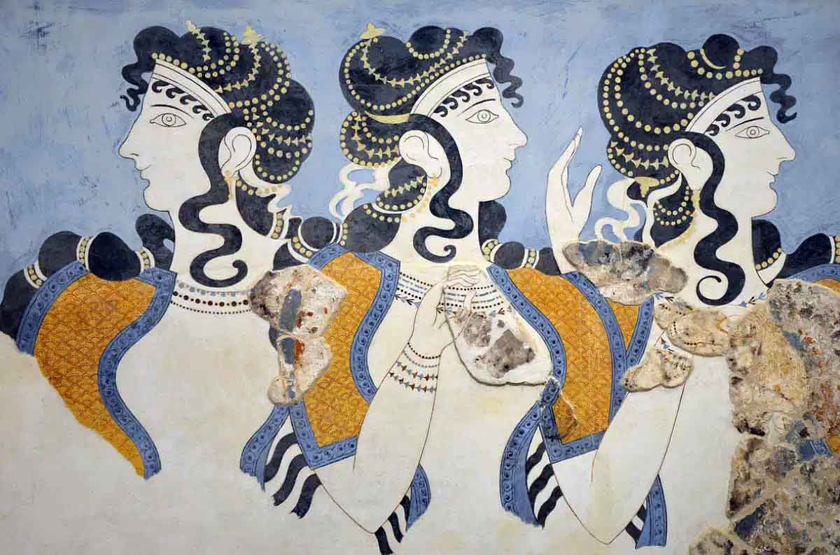 blue ladies fresco minoan
