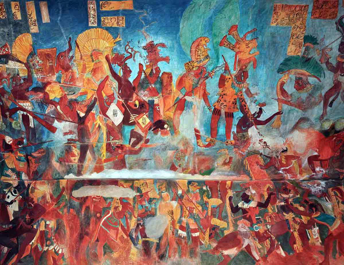 bonampak mural mayan warriors battle
