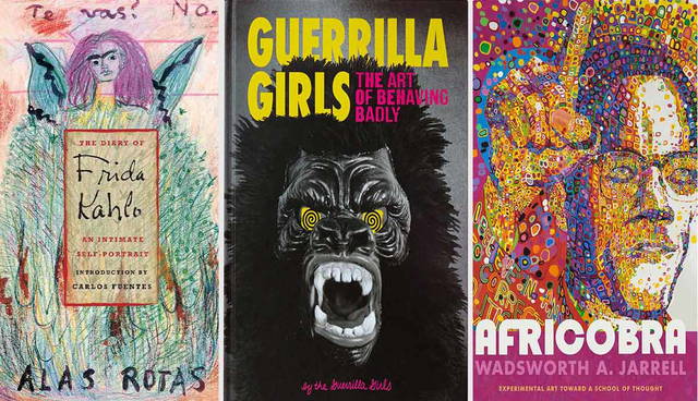 Book covers by Kahlo, Guerrilla Girls, and Jarrell