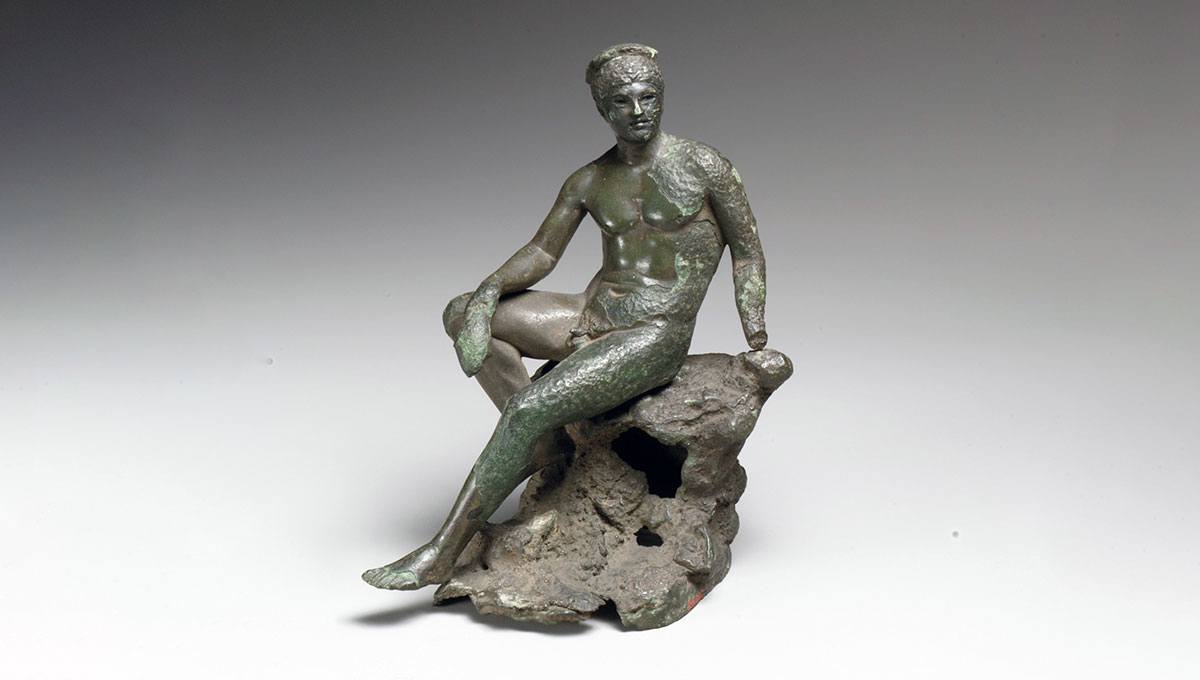 bronze hermes seated statuette