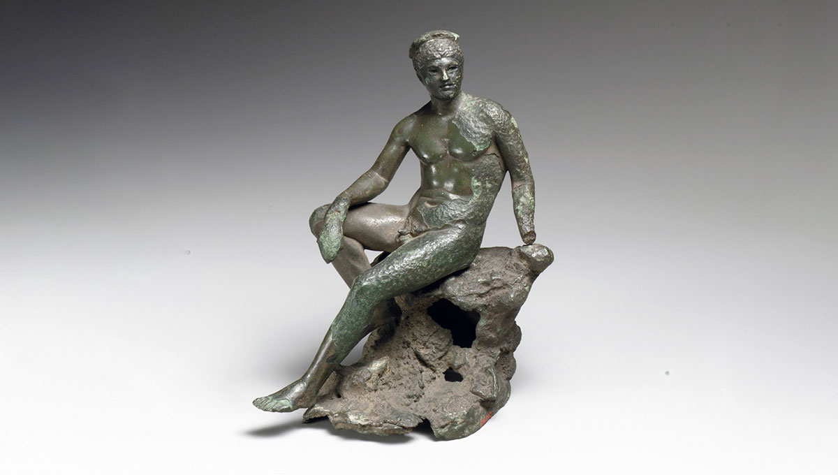 bronze hermes seated statuette