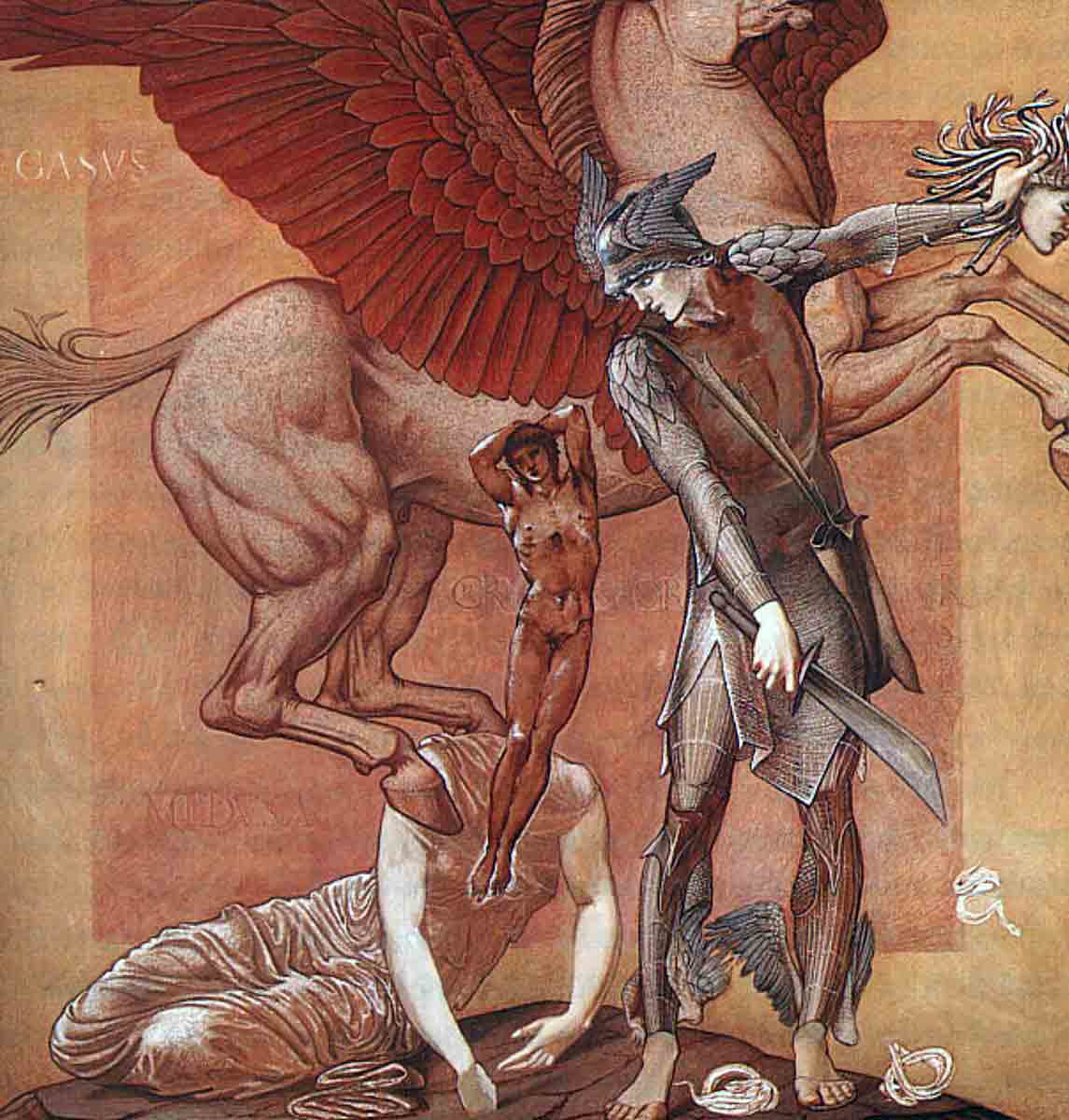 burne jones birth pegasus chrysaor drawing