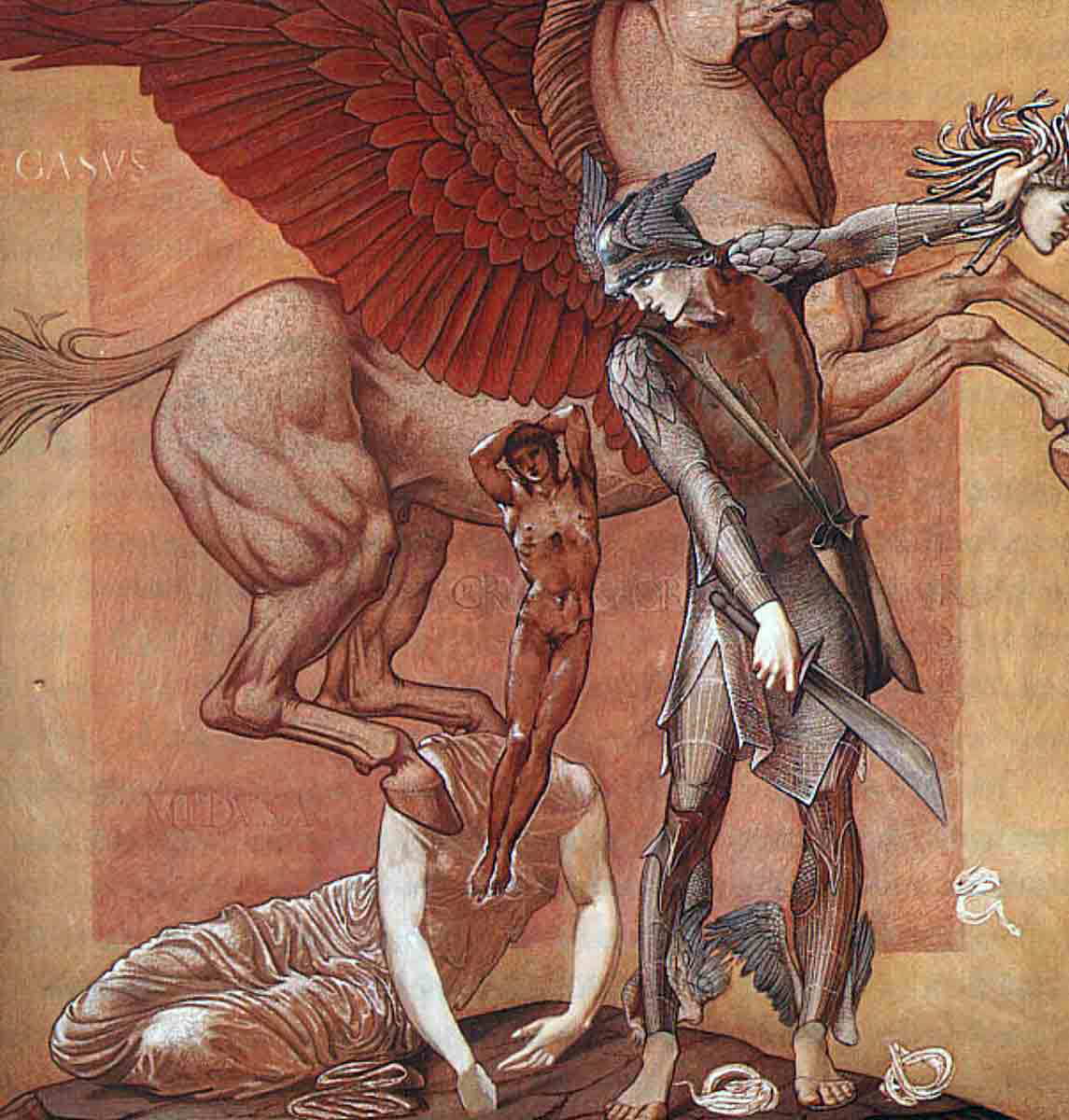burne jones birth pegasus chrysaor drawing
