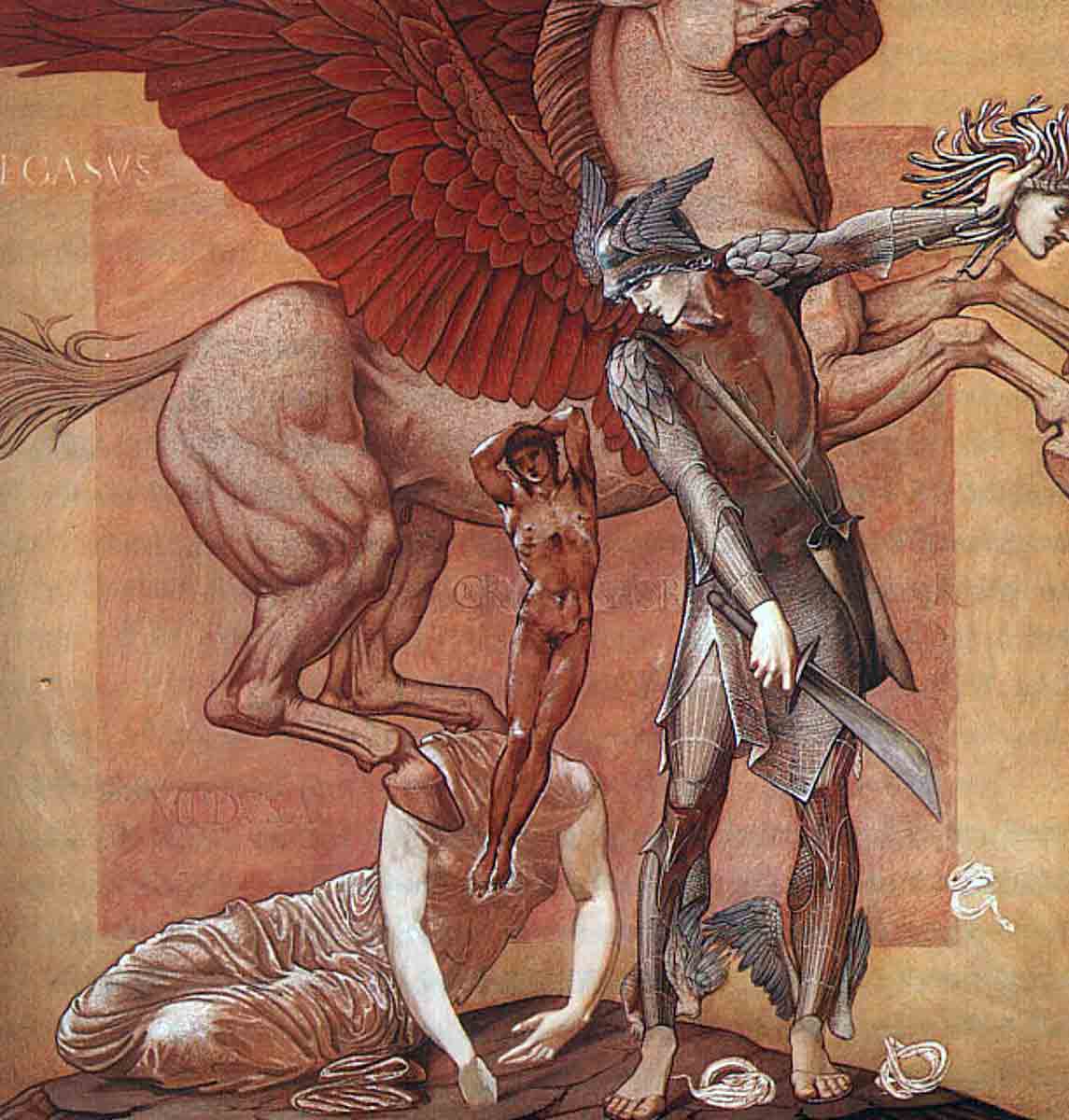 burne jones birth pegasus chrysaor drawing