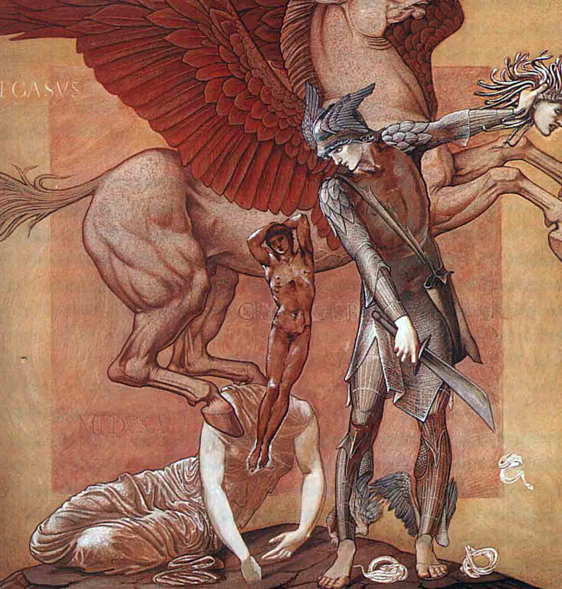 burne jones birth pegasus chrysaor drawing