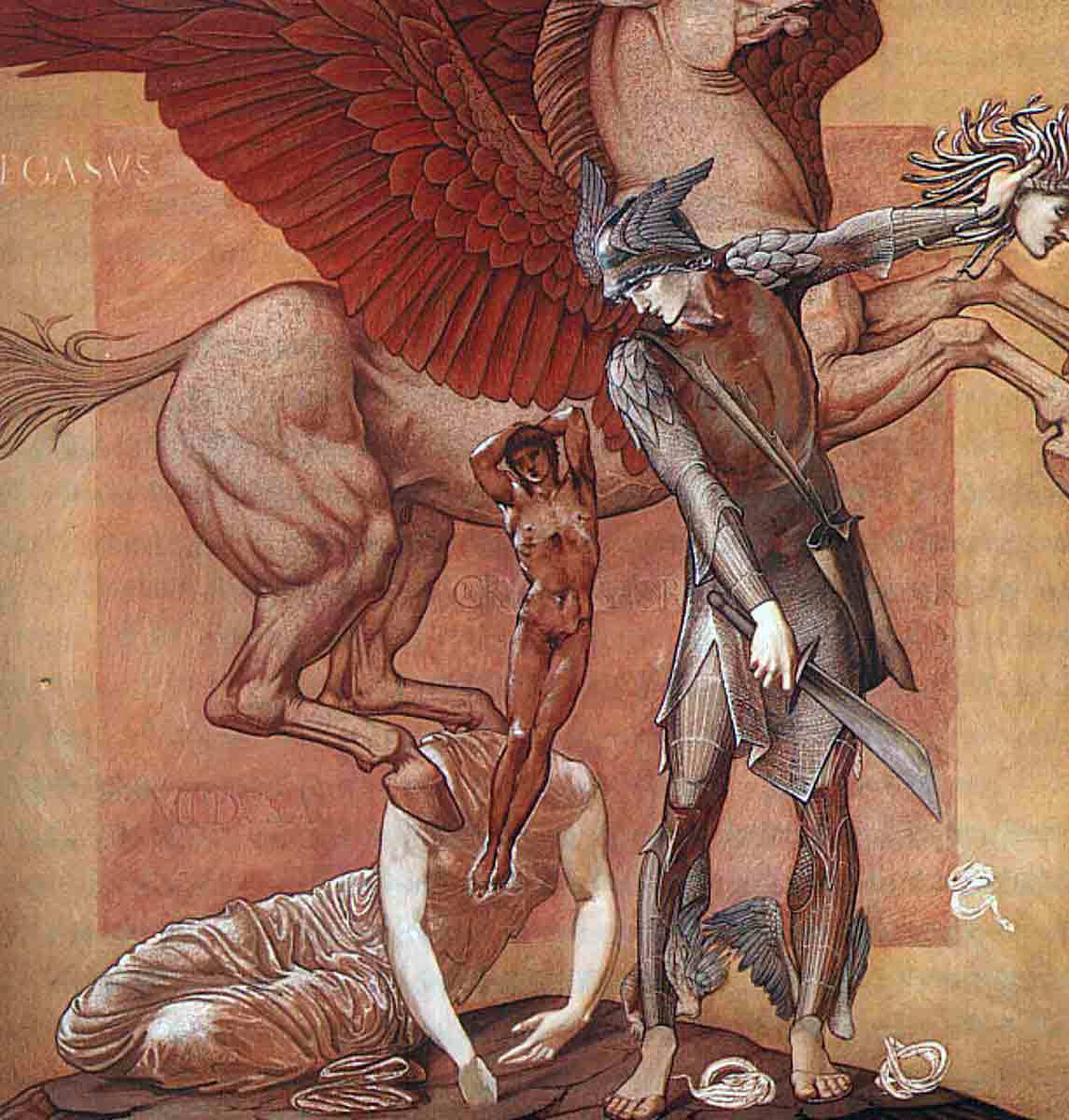burne jones birth pegasus chrysaor drawing