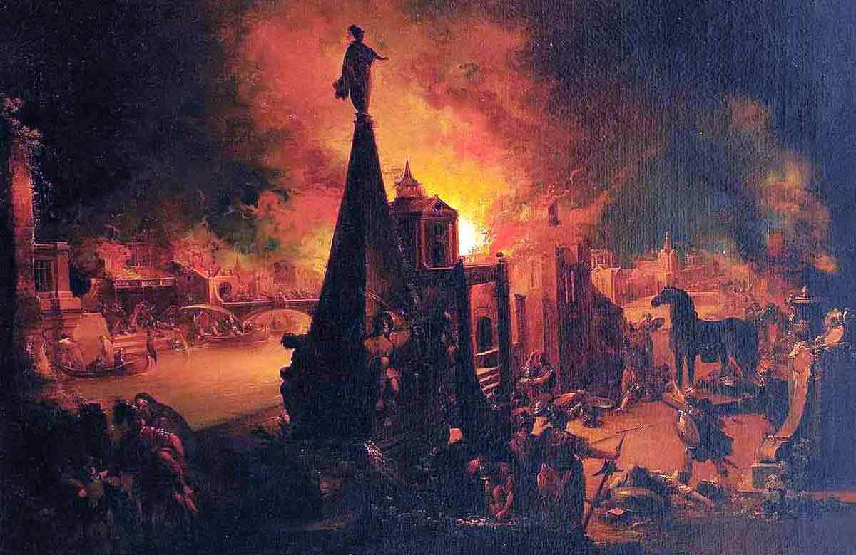 burning troy johann georg trautmann 18th century