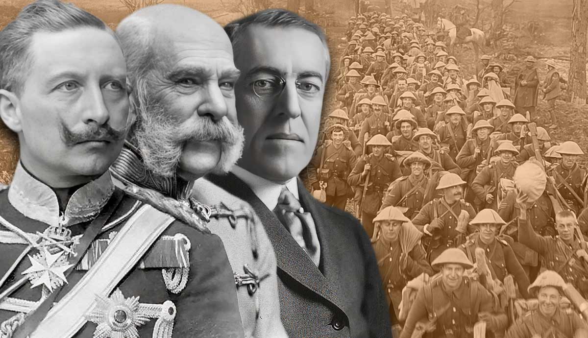 World War I key figures with british soldiers