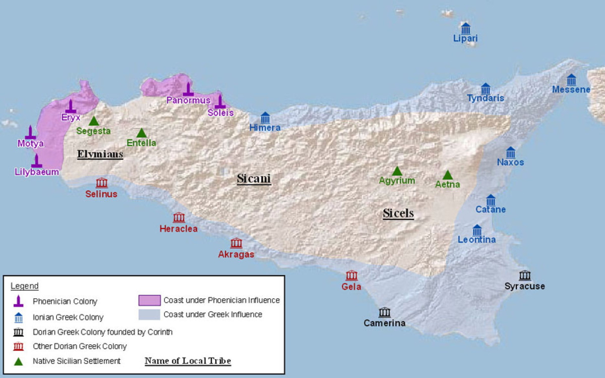 Map of the colonization of Sicily. Source: Wikimedia Commons