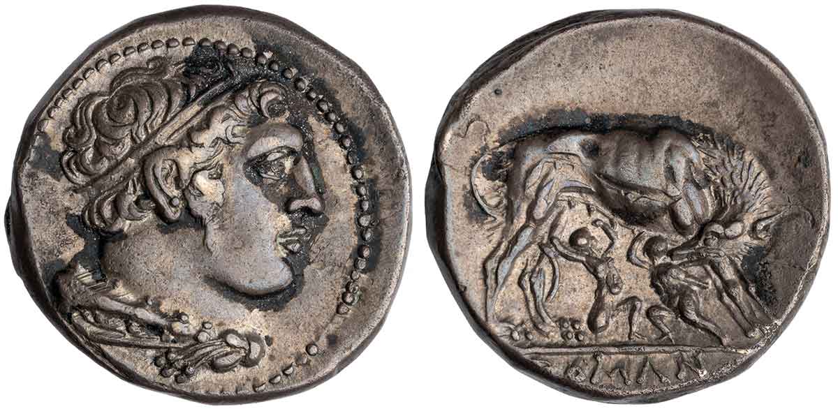 didrachm rome hercules romulus remus roman coinage