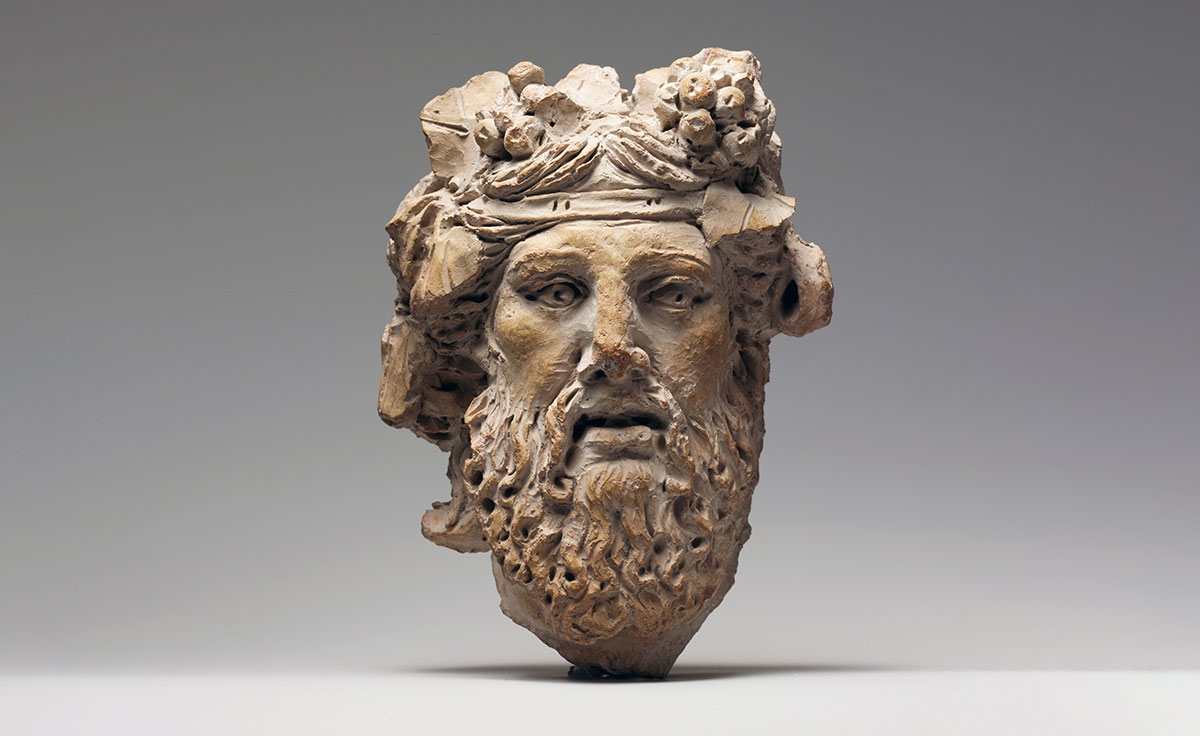 dionysos terracotta head bust