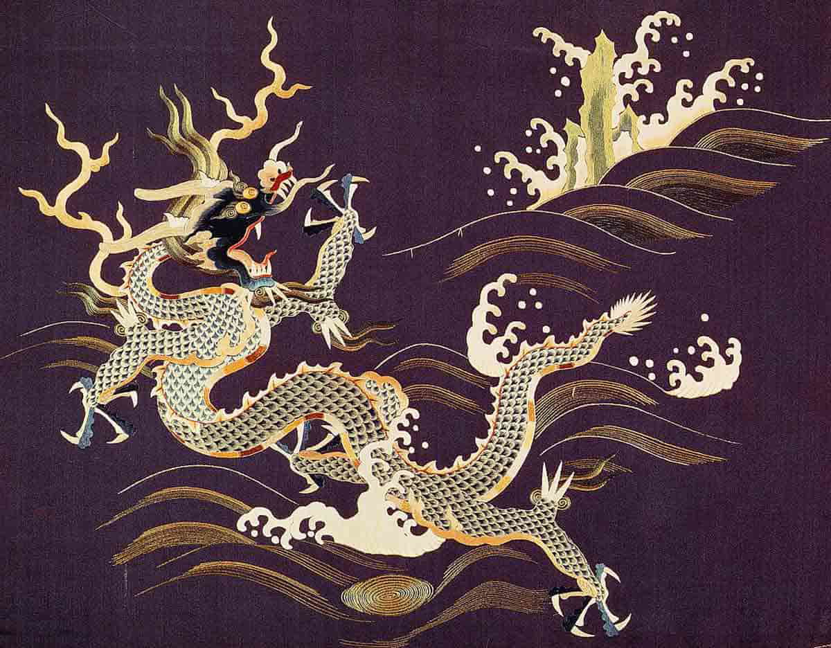 embroidery chinese dragons chair