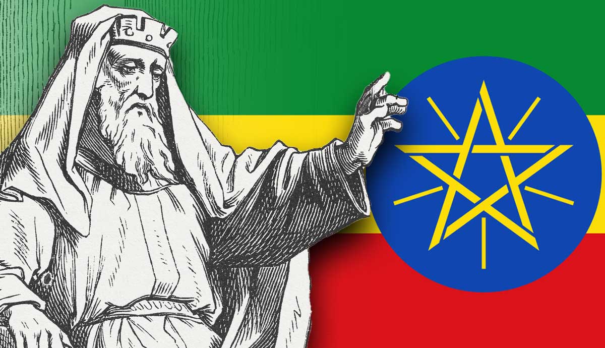 Illustration of King Solomon and Ethiopian flag