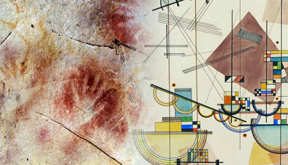 Cave paintings alongside Kandinsky art