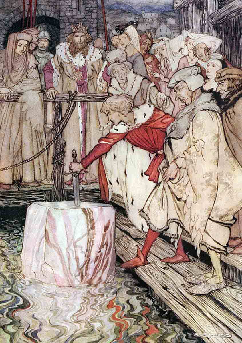 galahad pulled sword floating stone