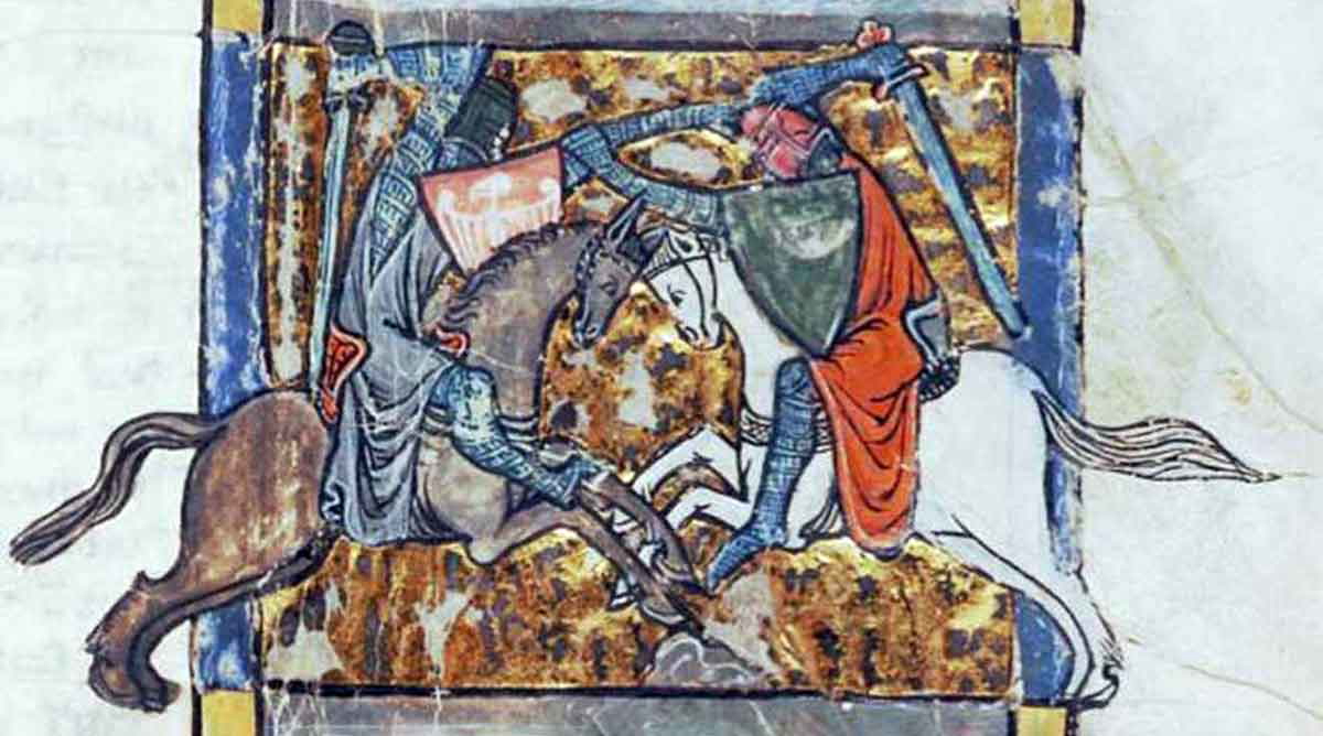 gawain fighting yvain garrett ms 125 miniature