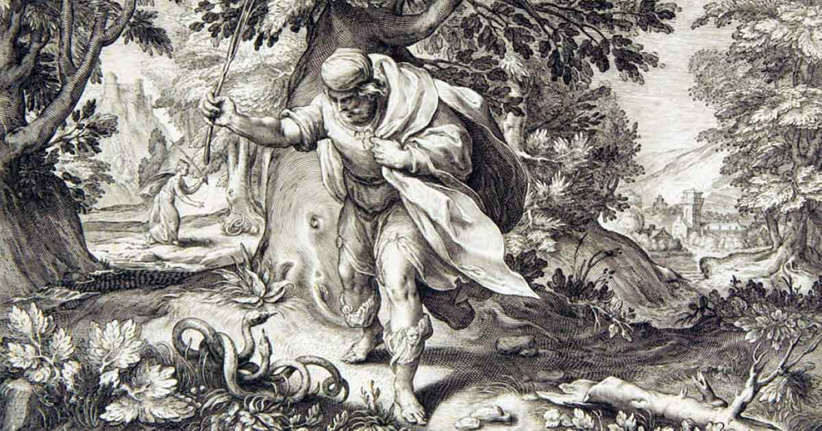goltzius teiresias striking snakes print
