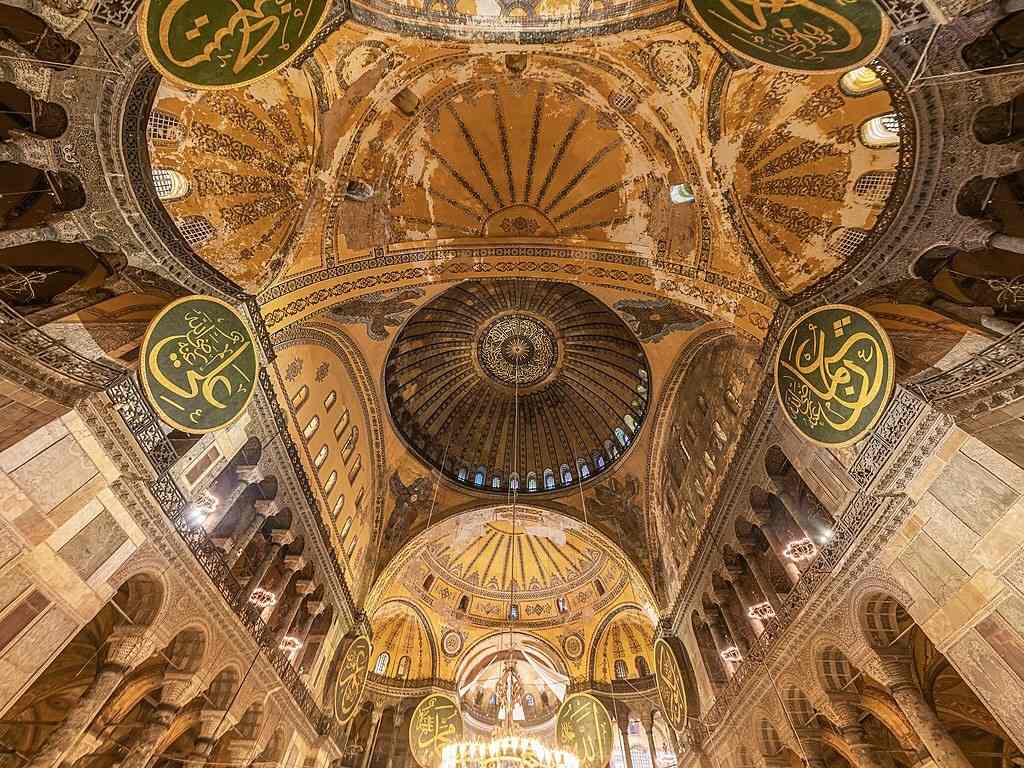 Calligraphic roundels with Arabic text inside Hagia Sophia 