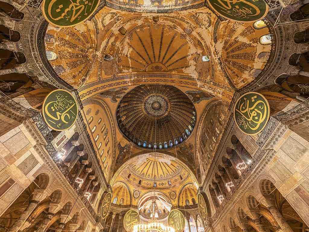 Calligraphic roundels with Arabic text inside Hagia Sophia