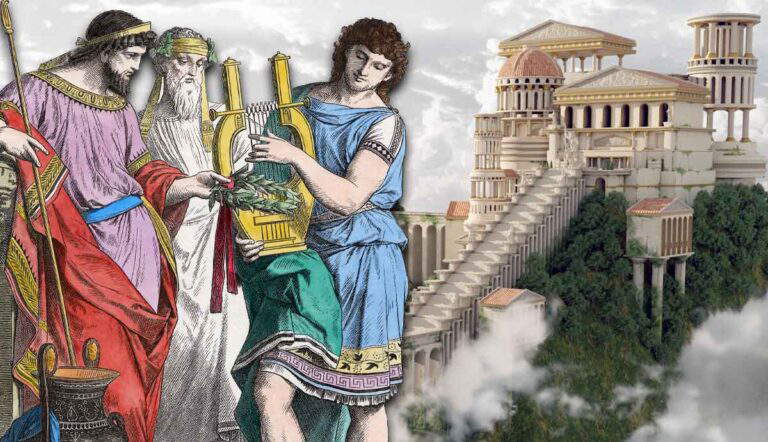 Mount Olympus and mythological figures