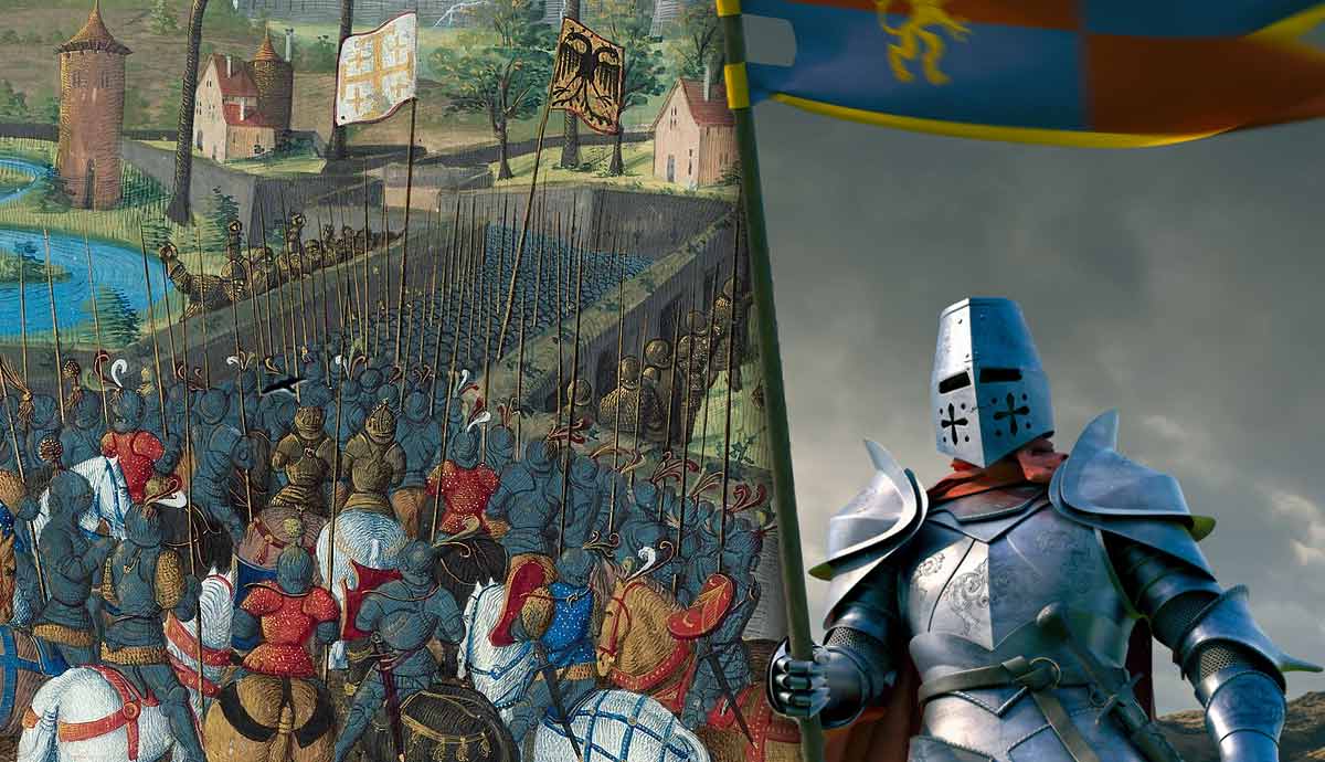 siege of damascus 1148 painting with a knight