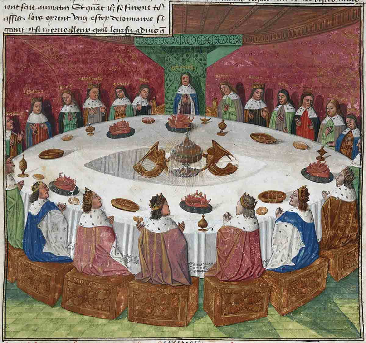 king arthur round table illustration manuscript bnf 112 prose lancelot evrard d_espinques