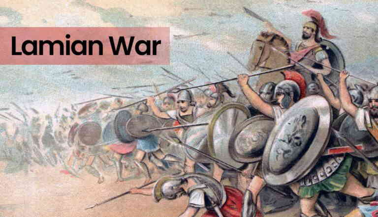 battle scene with overlaid text Lamian War