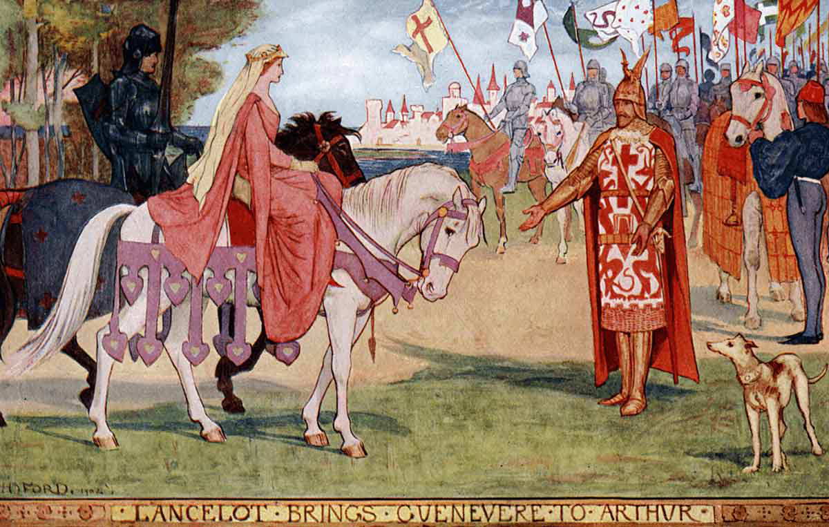 lancelot brings guinevere arthur book romance 1902 andrew lang