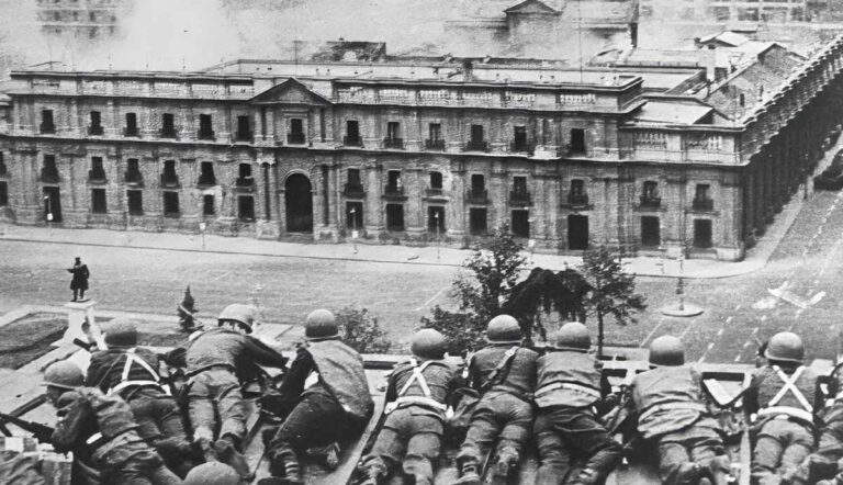 Photograph of the attack on La Moneda in Chile