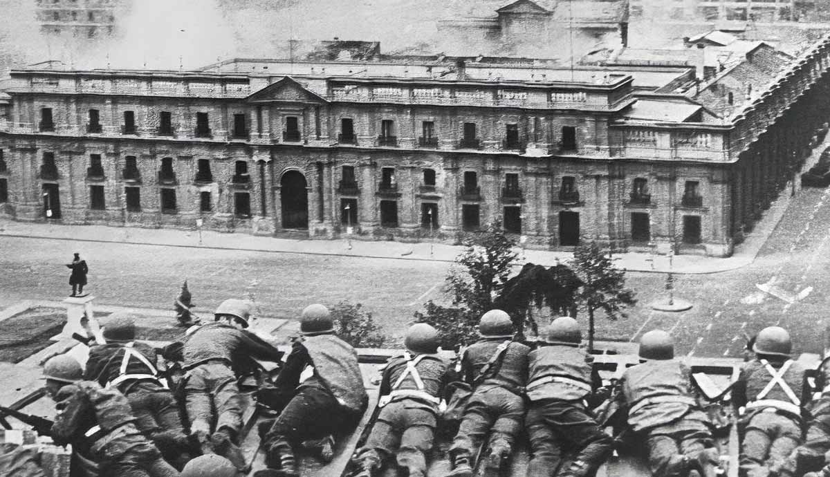 Photograph of the attack on La Moneda in Chile