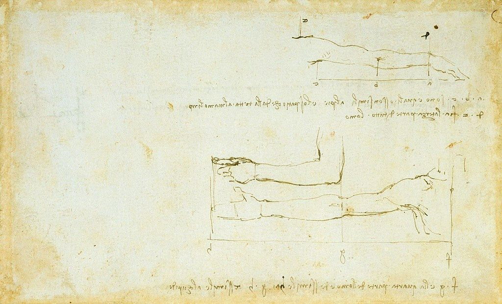 A preparatory drawing by Leonardo da Vinci associated with The Vitruvian Man