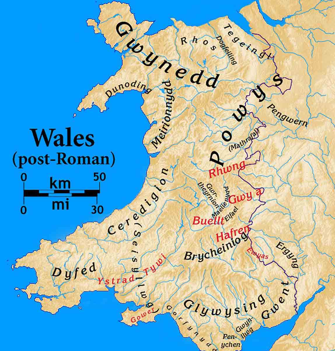 map wales welsh kingdoms post roman